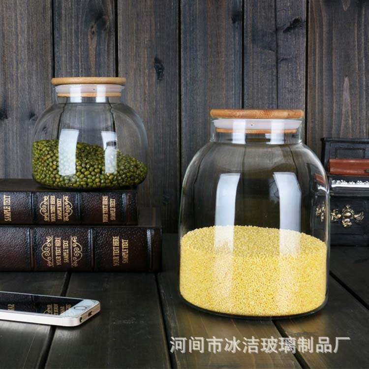高硼硅玻璃储物罐茶叶罐透明家用厨房收纳罐五谷零食干果密封罐