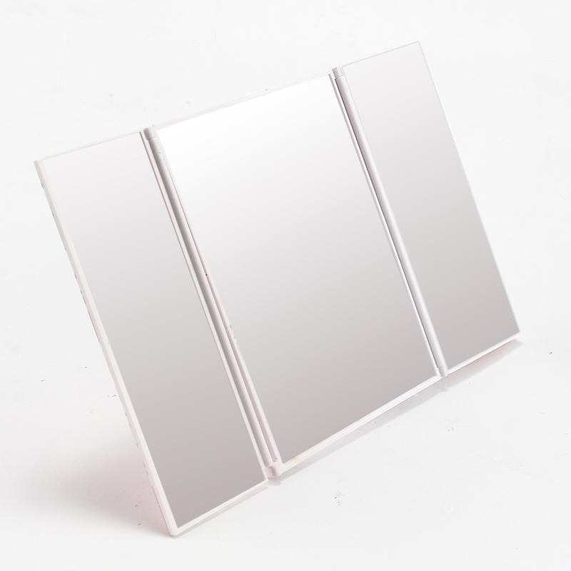 广告礼品塑胶三折化妆镜便携环保塑料化妆镜厂家定制三面折叠镜方形镜子