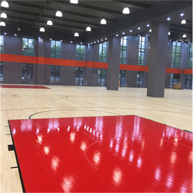 双鑫厂家NBA比赛专用实木地板 室内体育篮球场馆木地板  24厚企口硬木运动地板