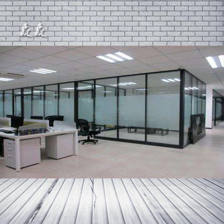 会议室玻璃隔墙 写字楼办公室玻璃门 生态铝边玻璃门森森门业定制