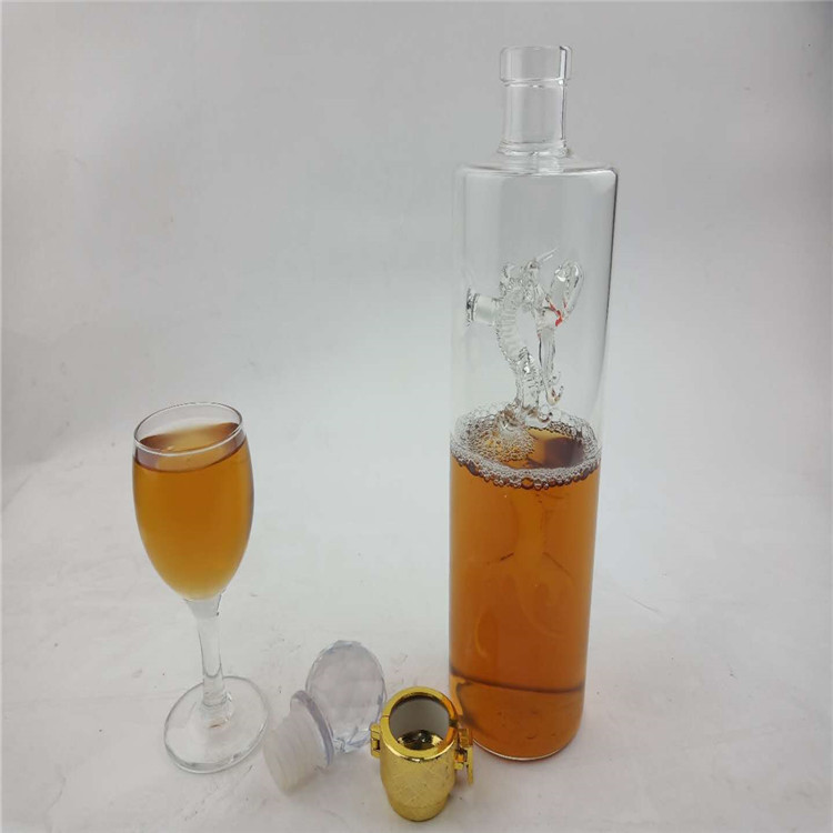 现货供应1-3斤玻璃白酒瓶内置龙形酒瓶泡酒瓶玻璃工艺酒瓶示例图6