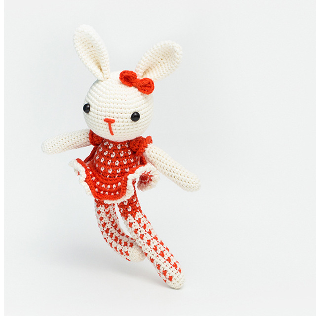 卡通兔子公仔 手工针织芭蕾兔 定制儿童玩具卡通芭蕾兔 儿童节日小礼品批发玩具 婴幼儿摇床摆件