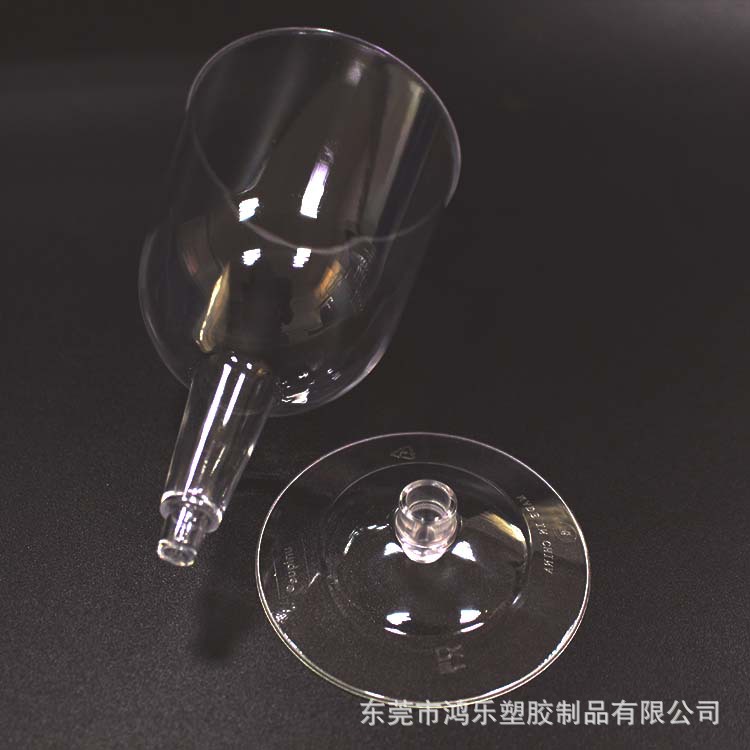 6oz一次性PS透明塑料红酒杯180ml硬塑料高脚杯杯身杯底可拆分示例图16