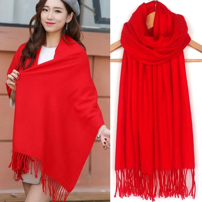 2021年新款秋冬年会围巾  重庆围巾定做  厂家生产加工大红围巾