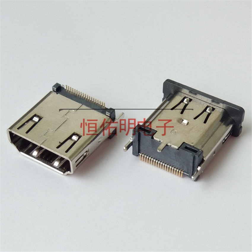 HDMI 19P立式母座 直立式15.0mm180度贴片插座