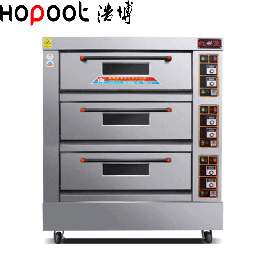 红菱电烤箱三层六盘控温面包糕点披萨店设备商用全自动电烤箱 XYF-3KA-T型批发销售