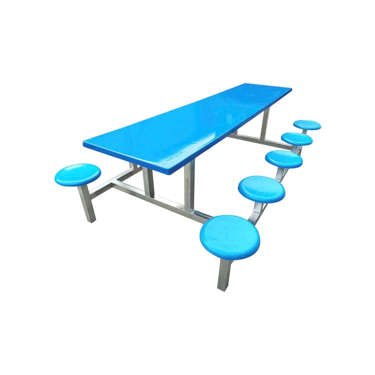 玻璃钢餐桌  学生工厂食堂餐桌  餐桌 玻璃钢10人圆凳连体餐桌椅