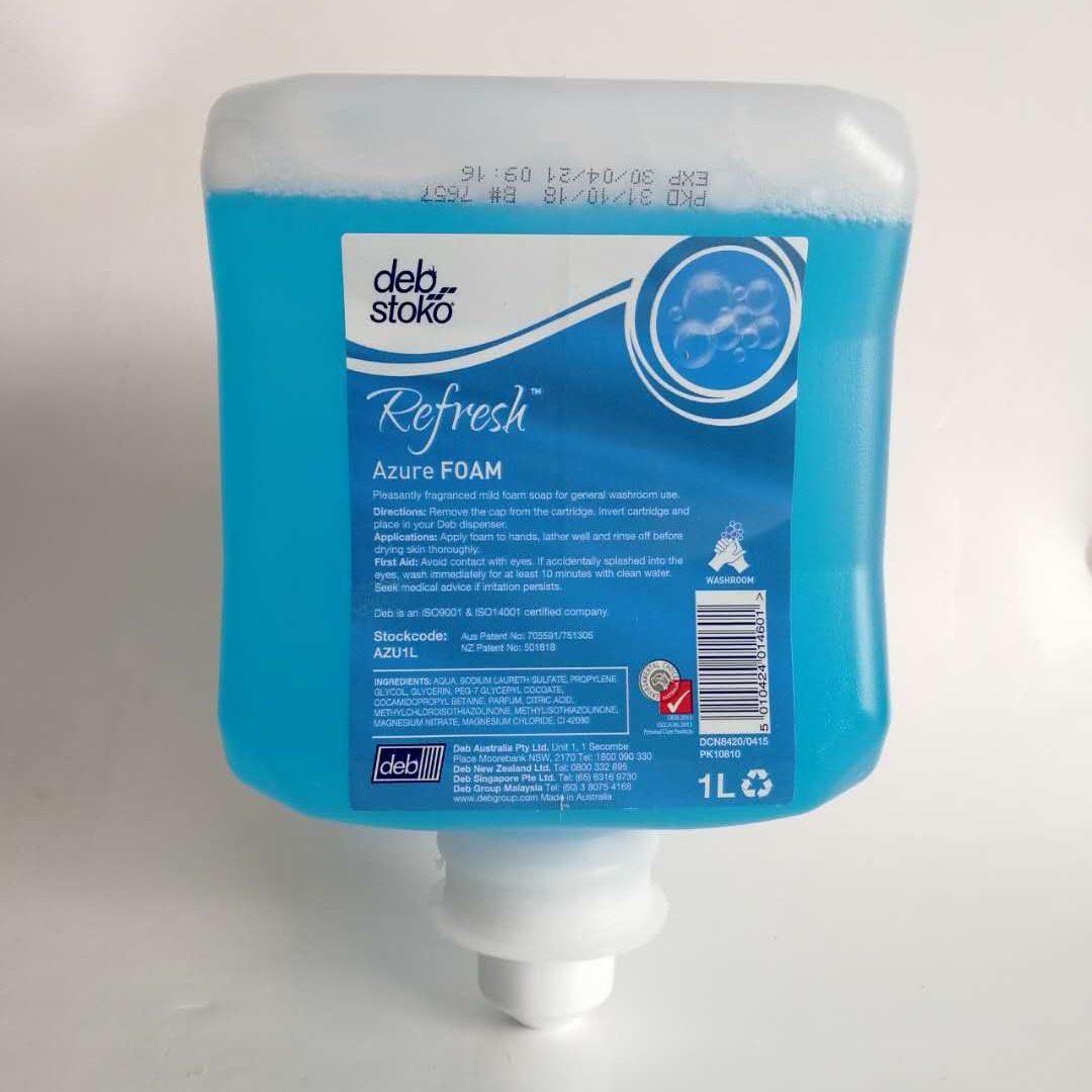 DEB 牌  Refresh Azure 雅舒 1000ML 泡沫型洗手液温和清洁，清香宜人