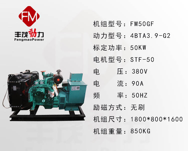 厂家直销50KW康明柴油发电机组 4BT3.9-G2发动机配斯坦福发电机示例图2