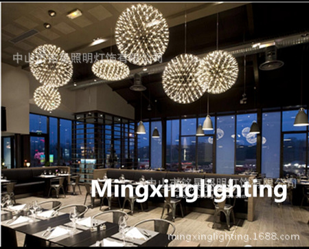 LED吊灯创意火花球餐吊灯艺术餐厅球形灯款酒店宴会厅吊灯具厂家示例图7
