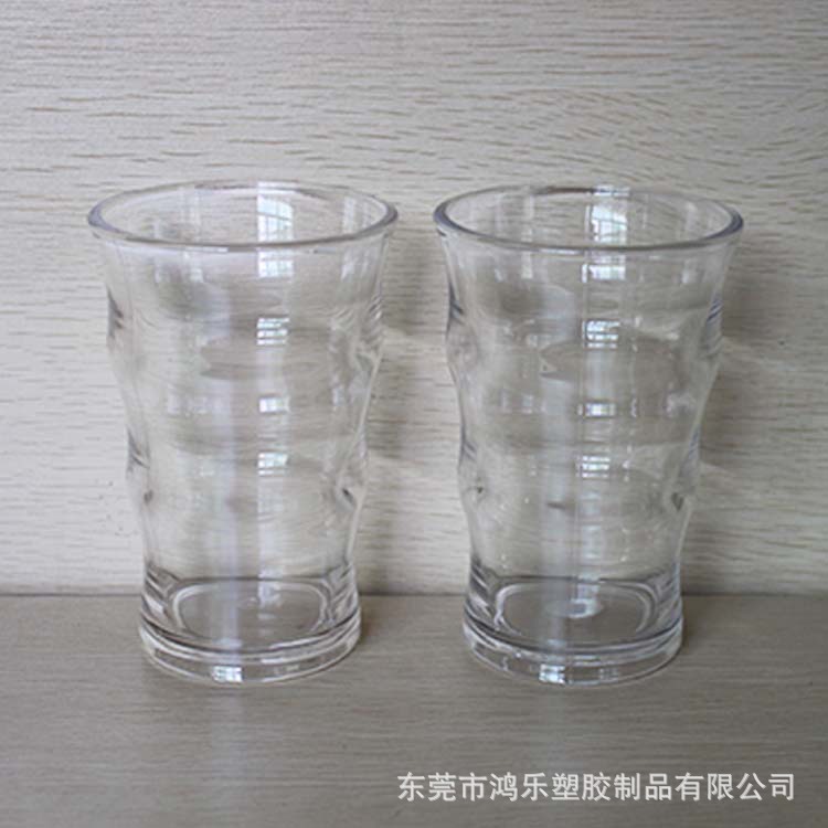 东莞鸿乐塑料杯AS透明果汁奶茶杯厂家现货直销420ml螺纹塑胶杯示例图3