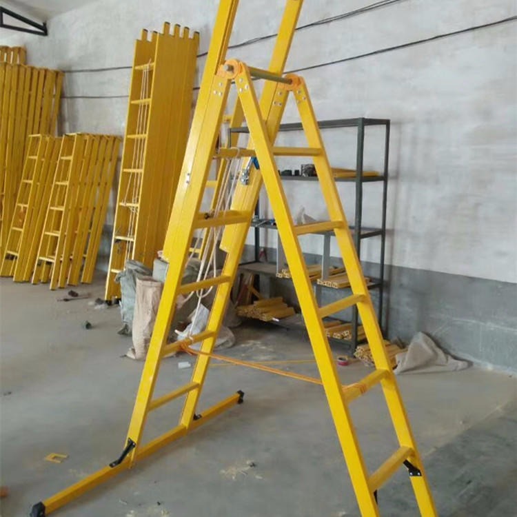 扬州绝缘升降合梯 英威玻璃钢材质方管绝缘单升降梯 6米人字升降梯