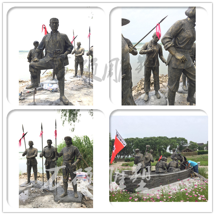 红色文化主题纪念馆人物仿铜雕塑 红军八路军战士革命玻璃钢雕塑示例图7