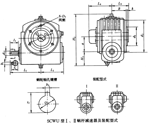 SCWU蜗轮蜗杆减速机SCWU200-12.5-IIF轴装式减速机厂家示例图3