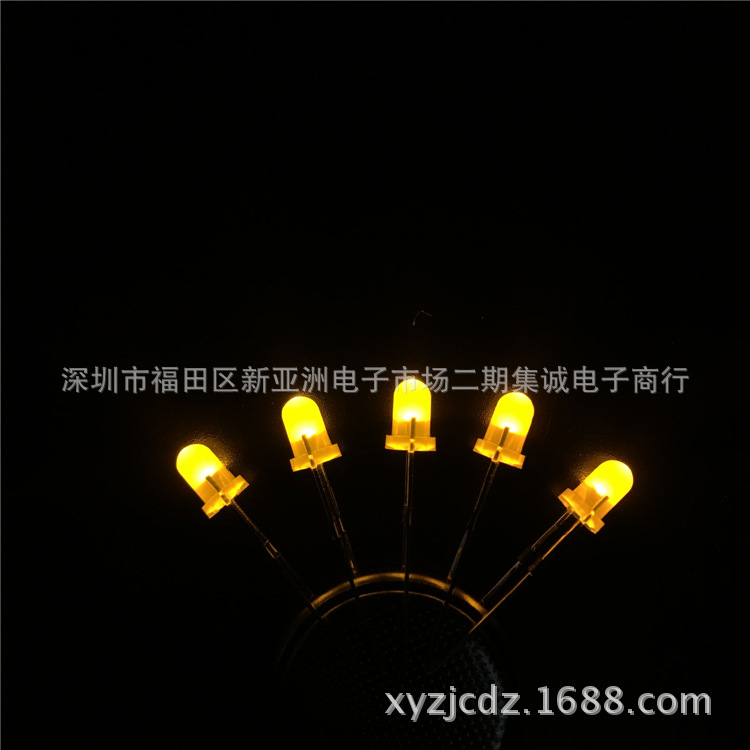 LED直插灯珠 3MM黄发黄雾状短脚 F3短脚黄发黄 发光二极管批发示例图3