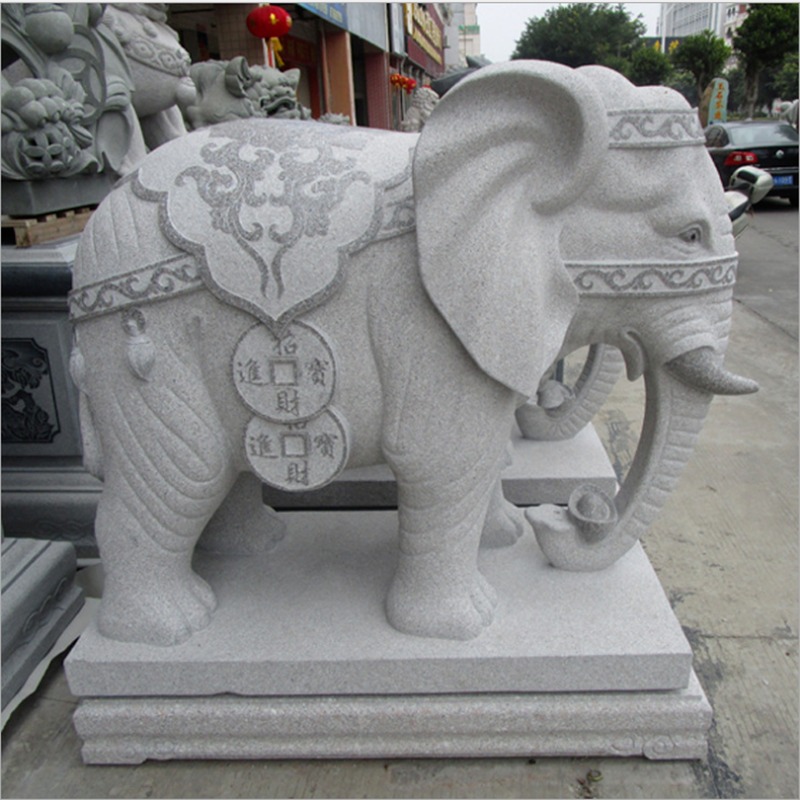 吸水大象雕塑 招财摆件 厂家石雕大象价格 石象雕刻
