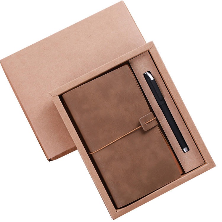 商务记事本礼盒礼品套装创意复古皮面笔记本logo免费设计