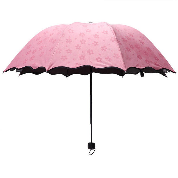 遇水开花雨伞加厚黑胶晴雨两用伞防紫外线防晒折叠太阳伞学生男女士遮阳伞 logo免费设计