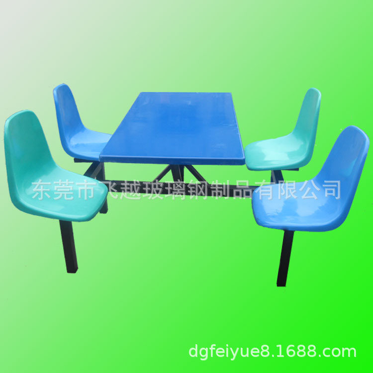 厂家直销8人玻璃钢长条凳连体餐桌椅可定制示例图27