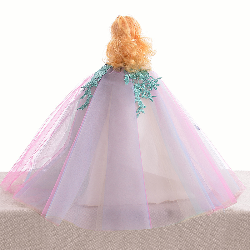 芭比娃娃婚纱裙 婚纱钻蕾丝立体美国网蓬蓬裙 3D剪裁娃娃