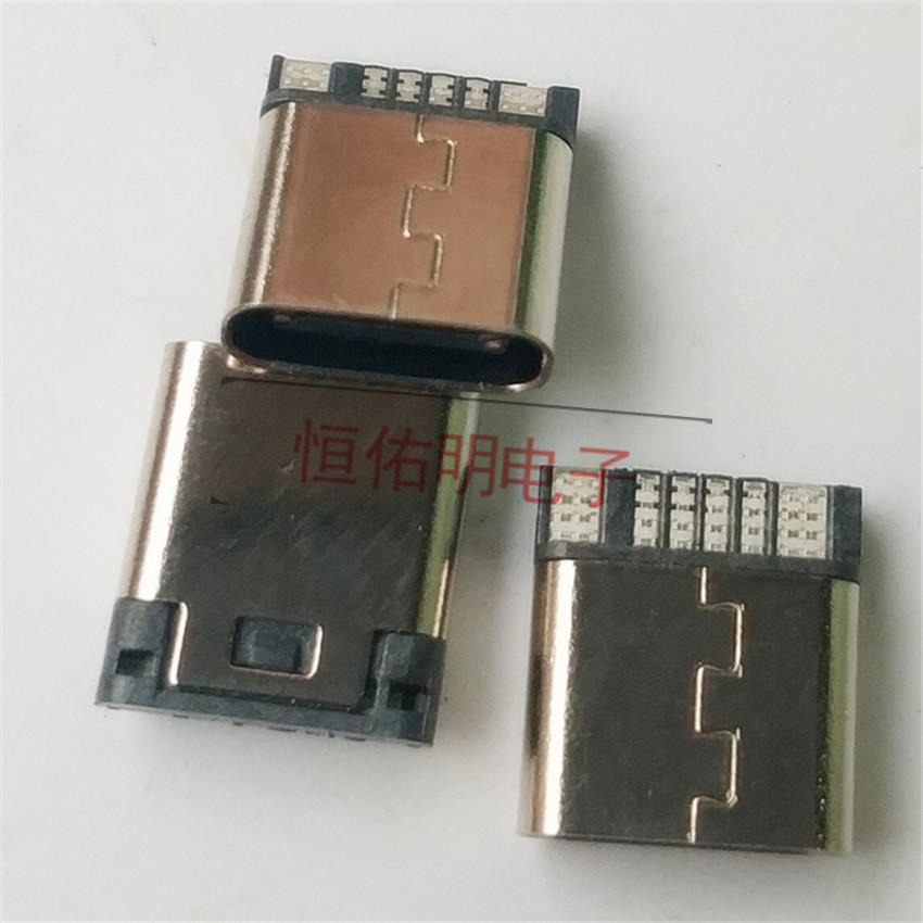 USB Type-c 6P焊线母座 单排简易板 大电流 短体10.0mm