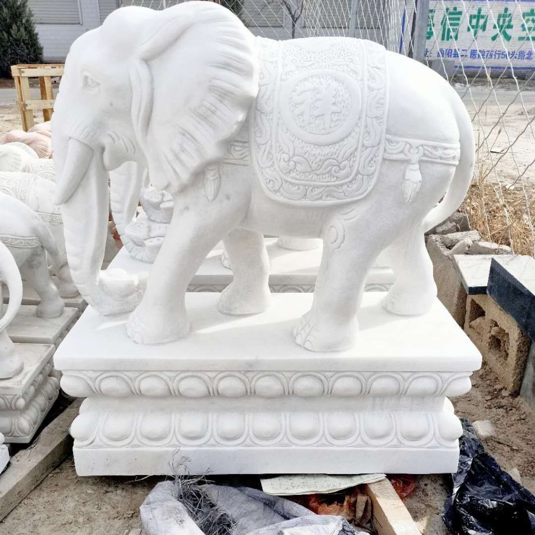 陈氏石雕 厂家直销石雕大象 广场景区石雕动物摆件 石狮子一对