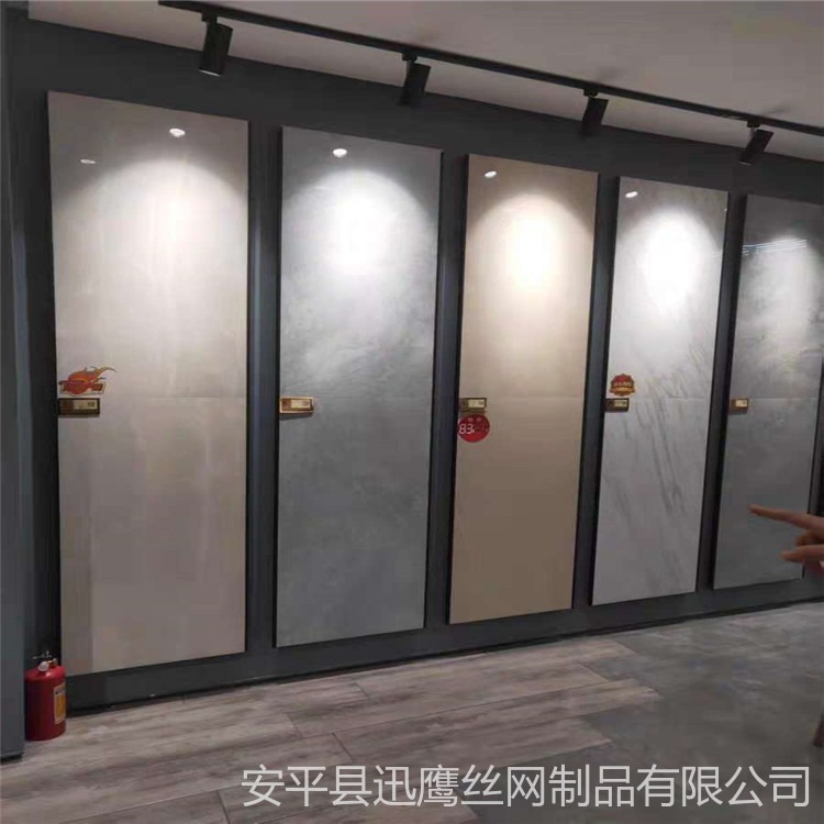 武汉瓷砖锁墙展示挂板  墙砖陶瓷大板展厅专用展架   迅鹰瓷砖冲孔展架