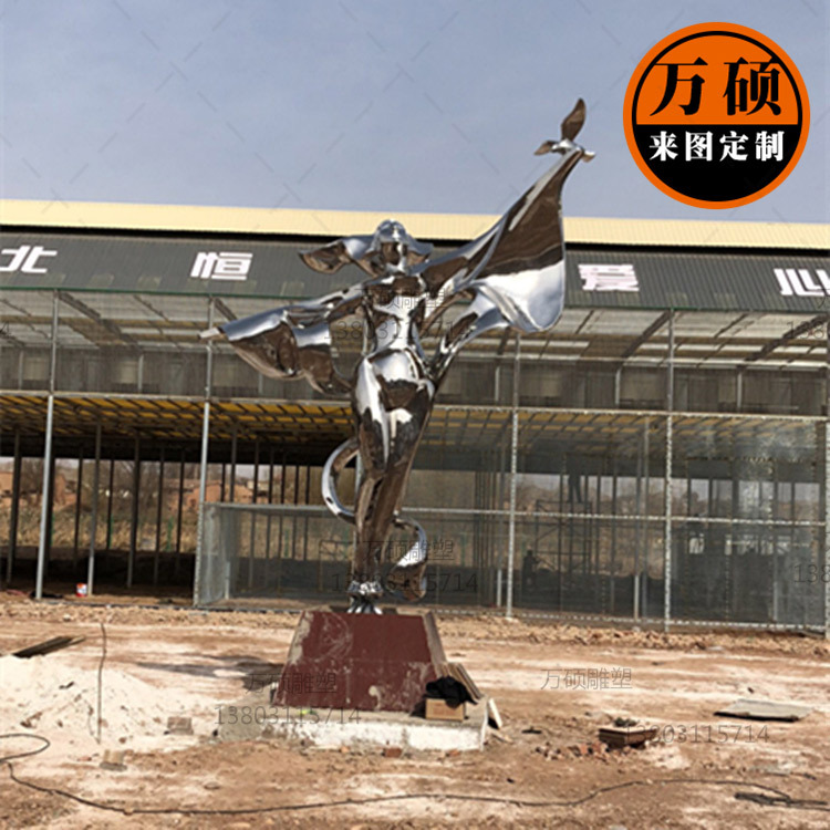 不锈钢抽象人物定做厂家 景区公园广场世界和平女神像雕塑景观示例图8