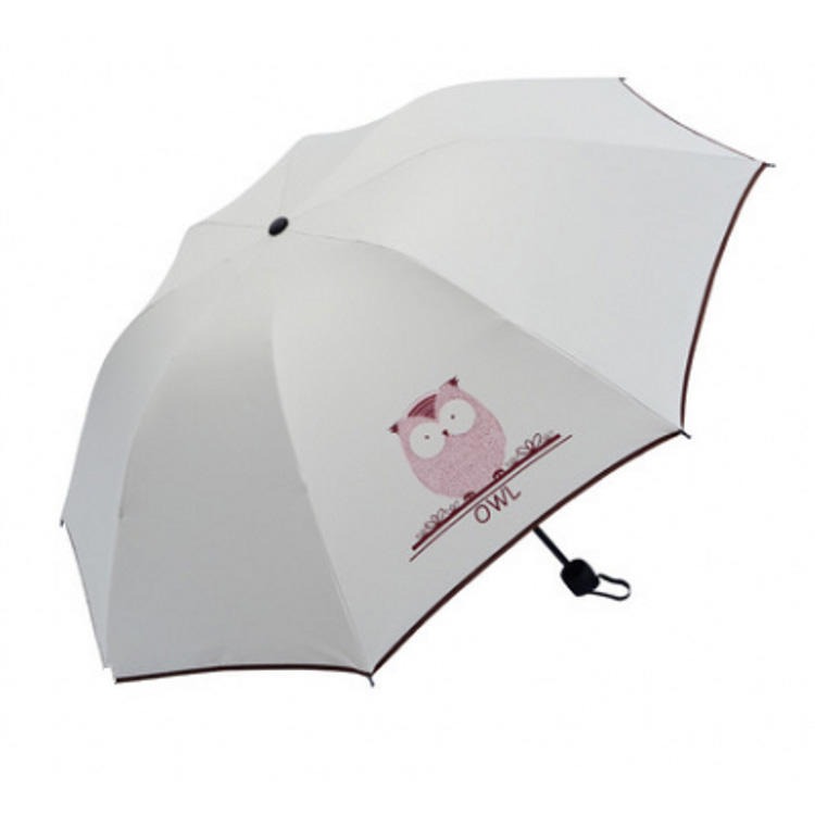 创意韩国卡通遮阳伞防晒折叠太阳伞定制雨伞动物三折卡通黑胶伞logo免费设计