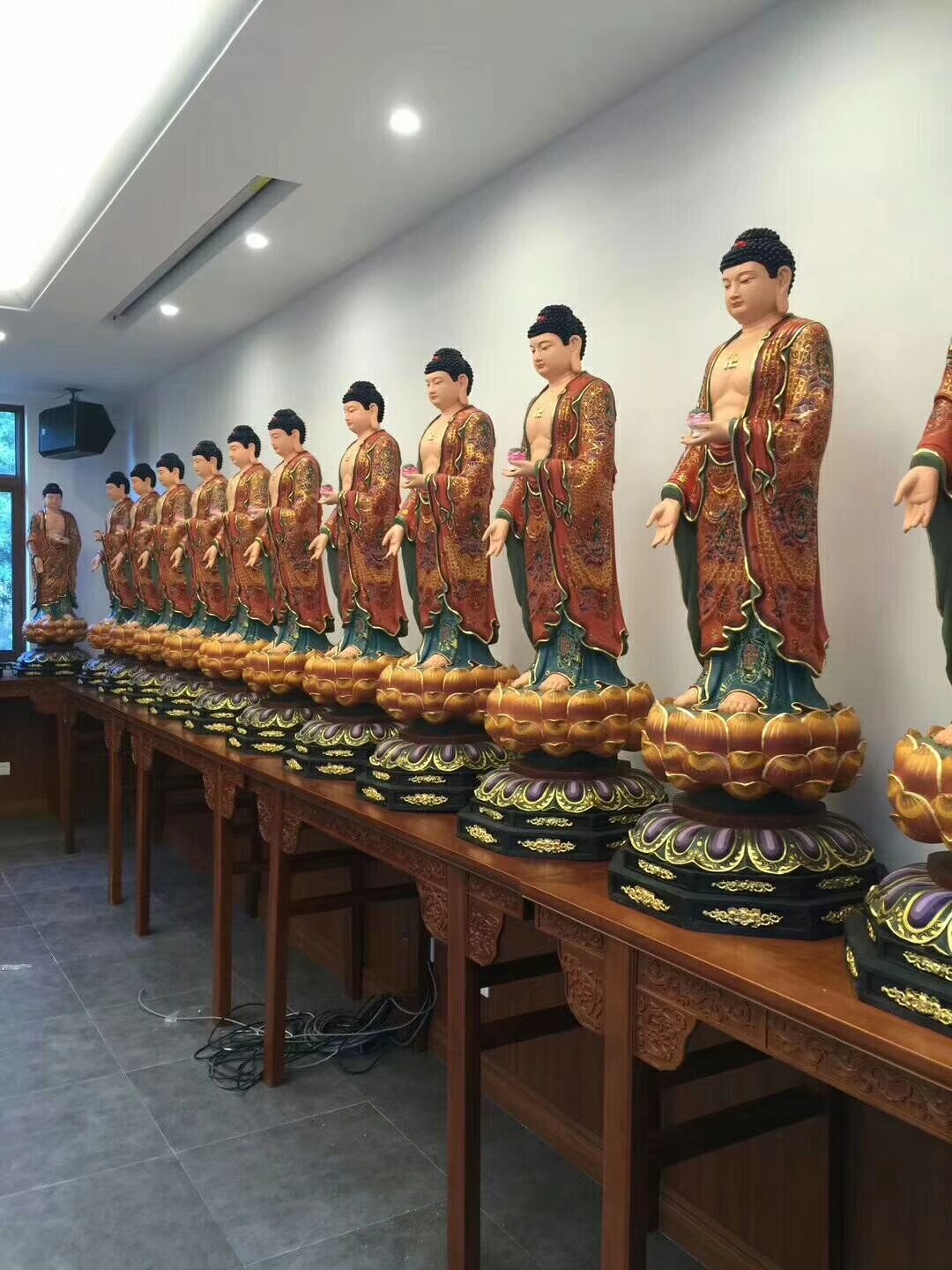 佛像 本厂专业铸造精品站像西方三圣佛像 极彩西方三圣佛像 彩绘西方三圣菩萨