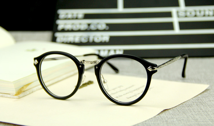 2016韩版金属小箭头铆钉复古椭圆框架男女士修脸平光镜镜框架眼镜示例图25
