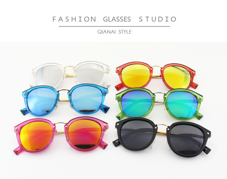 新款太阳镜墨镜反光炫彩膜欧美外贸太阳眼镜水晶框时尚眼镜蛤蟆镜示例图8