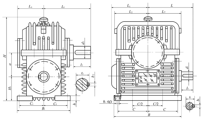 厂家直销包络蜗杆减速机 PWU125平面二次包络蜗杆减速机 品质保障示例图5