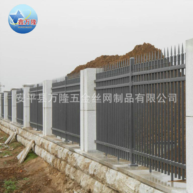 三横栏锌钢围墙护栏 锌钢栅栏 围墙护栏 铁艺围栏围墙示例图7