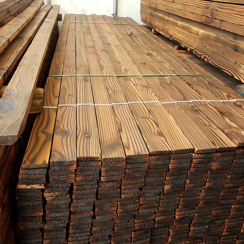 上海邦皓木业批发户外防腐木樟子松木方室内外碳化木装修实木板图片