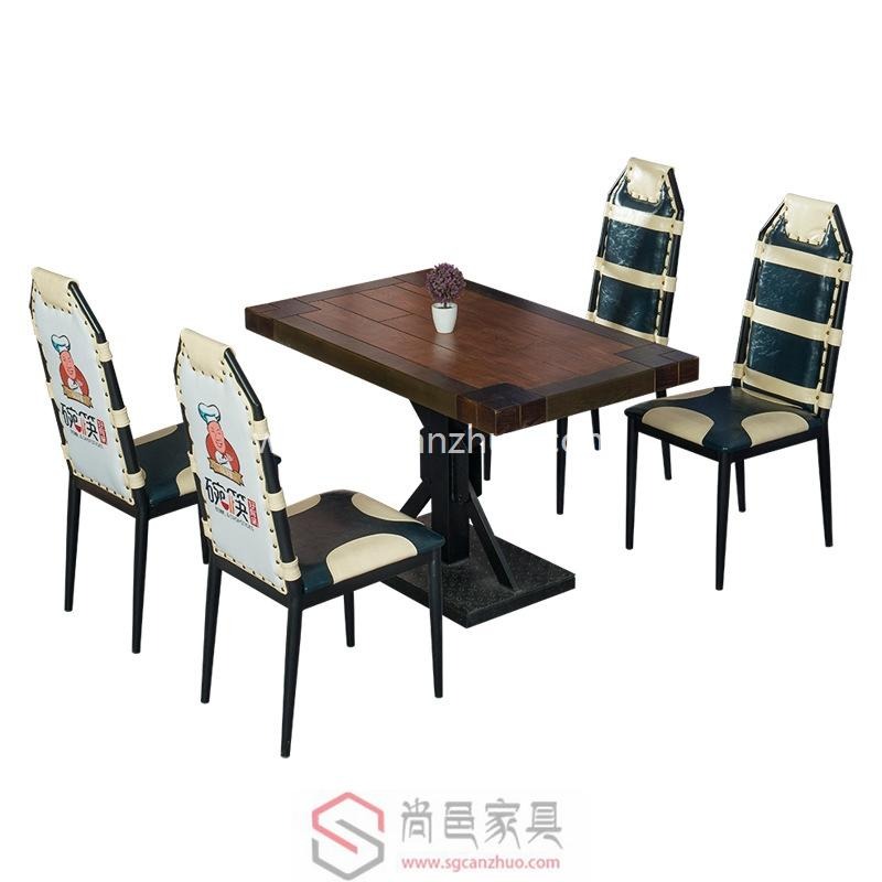 澎厨餐厅桌椅 湘菜馆餐桌椅 主题餐厅实木家具桌椅