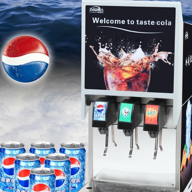 英迪尔不锈钢可乐机 商用三头四头碳酸饮料冷饮机 现调百事三阀四阀饮料机图片