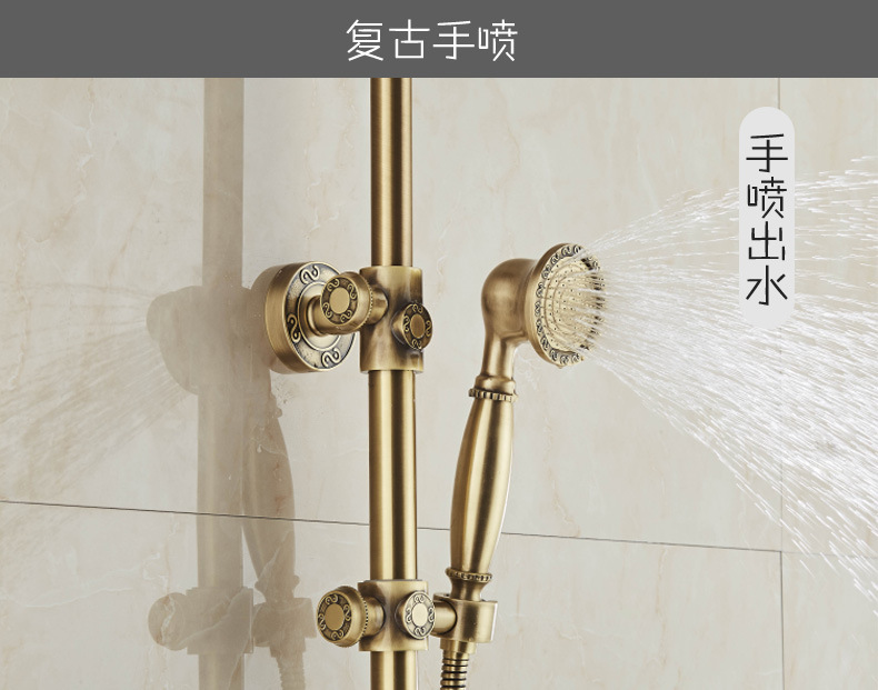 全铜花洒淋浴套装淋浴器 淋浴花洒淋浴龙头喷头 欧式顶喷沐浴套装示例图6