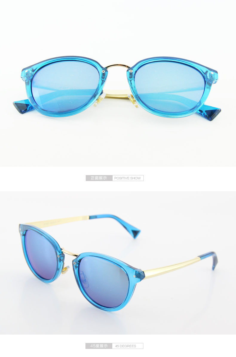 新款太阳镜墨镜反光炫彩膜欧美外贸太阳眼镜水晶框时尚眼镜蛤蟆镜示例图14