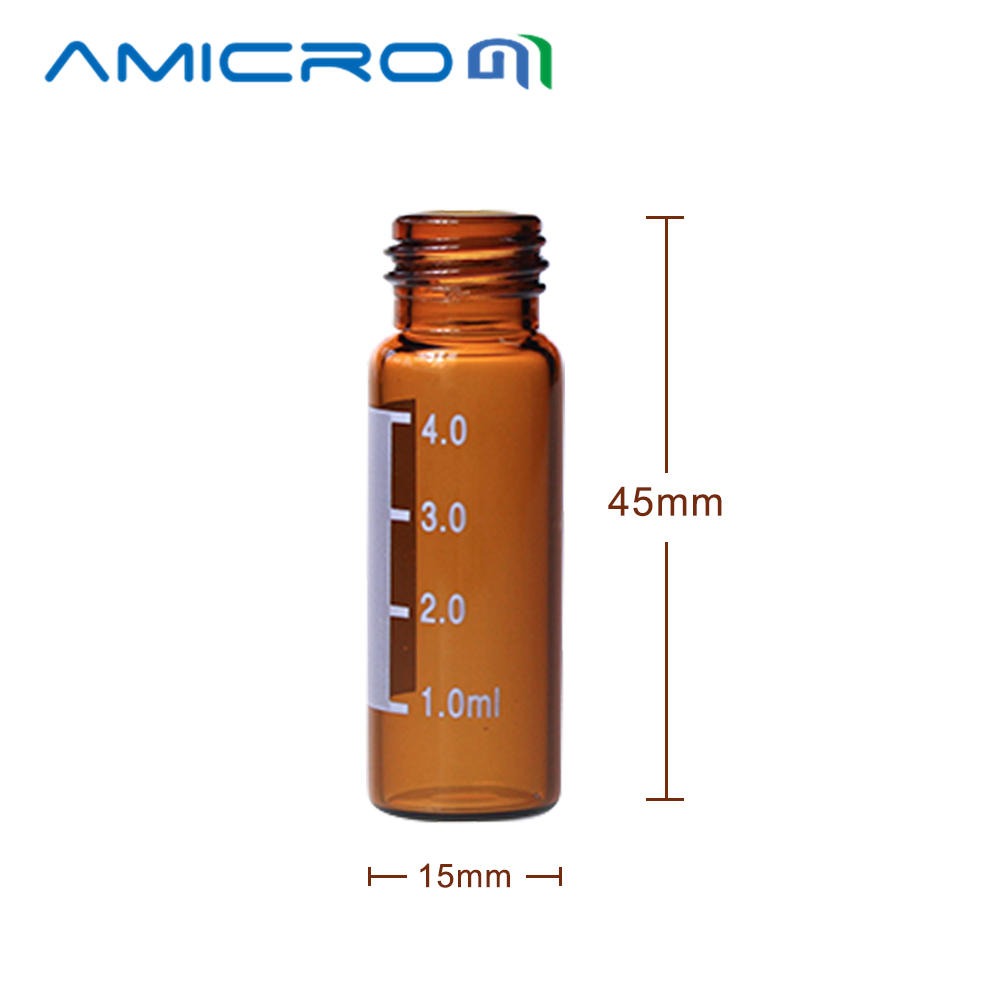 Amicrom13-425棕色带刻度螺口样品瓶茶色小瓶水解玻璃瓶4ML 带刻度 100只 B-4ML-13-V1004