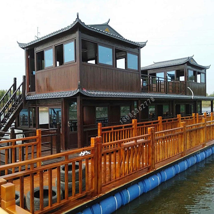 华海木船厂家制造 双层画舫船 长18米宽4.5米 餐饮船 娱乐观光船