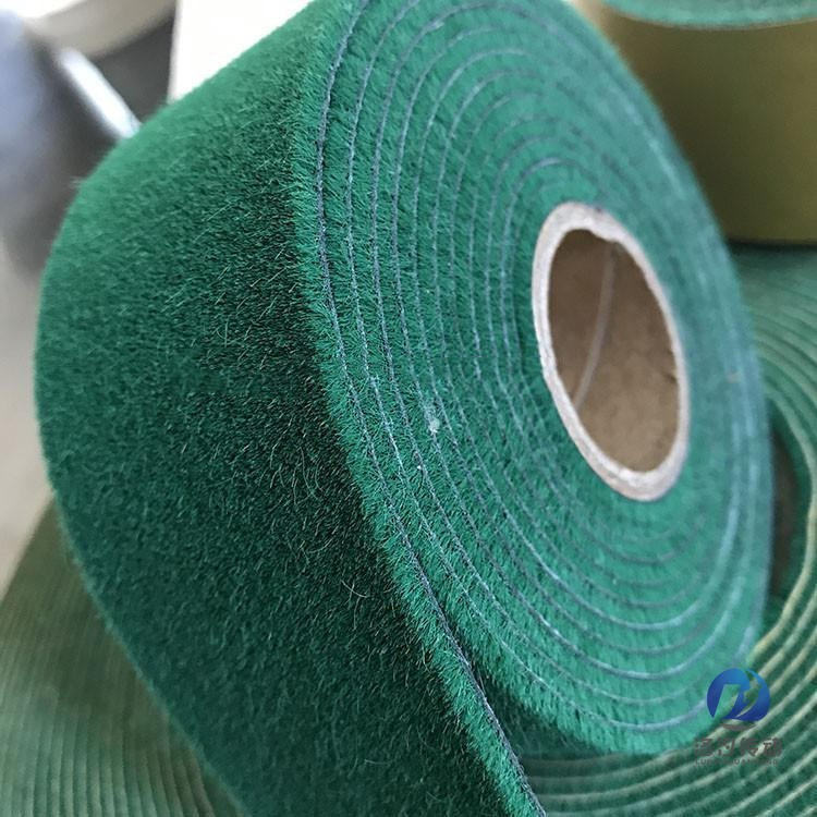 洛汐传动 普通绿绒刺皮包辊带 自粘胶绒布包辊绒布