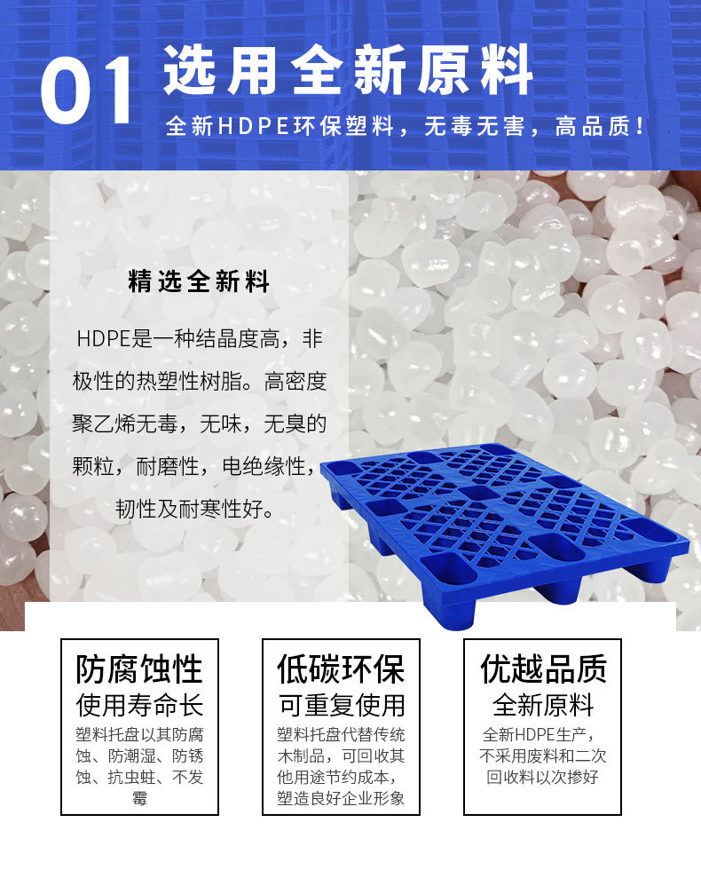 武汉生产叉车托盘 1208塑料网格卡板 塑胶防潮垫板 九脚网格托盘示例图7