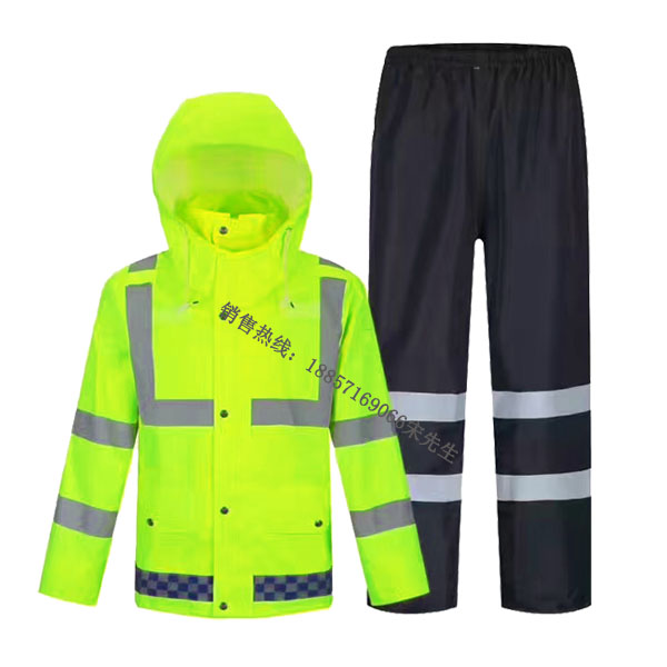 反光雨衣 荧光绿分体式反光雨衣 交通执勤反光雨衣报价