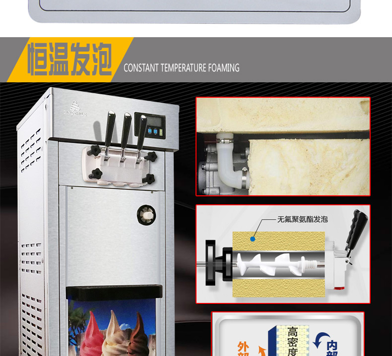 商用冰淇淋机冰之乐BQL7225软质冰激凌机雪糕机甜筒机冰棍机蛋筒示例图11