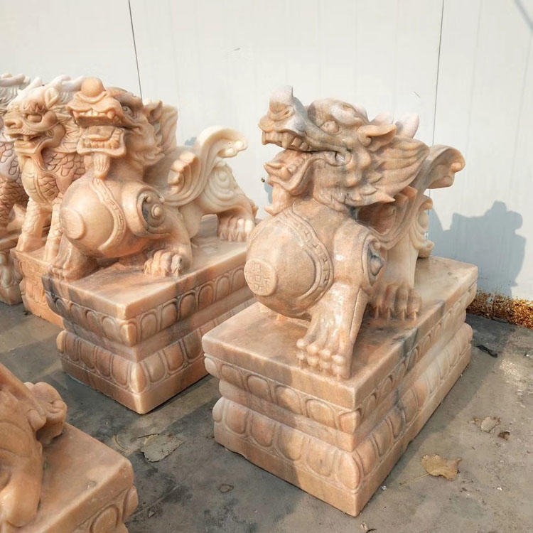 佰盛 石雕貔貅厂家 印度红貔貅摆件 别墅镇宅精雕貔貅一对图片