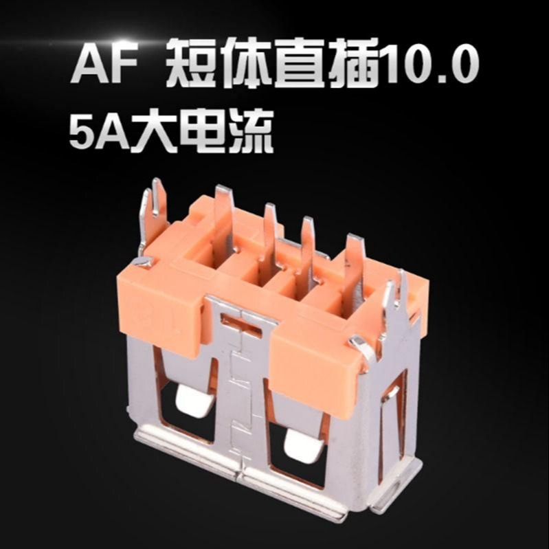 .AF 直插型短体10.0 180度直插式5A大电流USB4.0母座