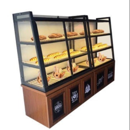 浩博面包展示柜 蛋糕店实木边岛柜 商用玻璃面包中岛柜子图片