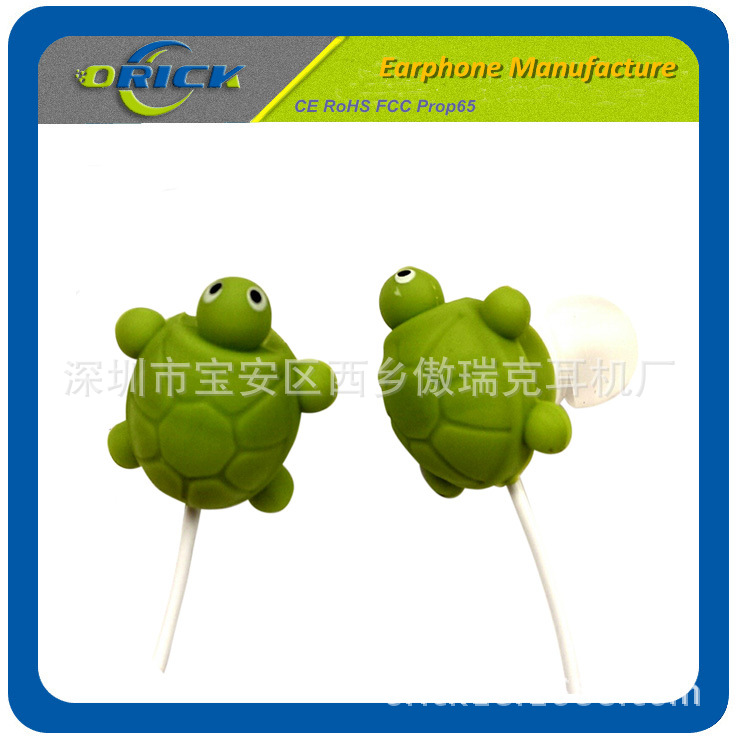 深圳耳机厂家批发定制过儿童环保en71-1.2.3环保立体乌龟卡通耳机图片