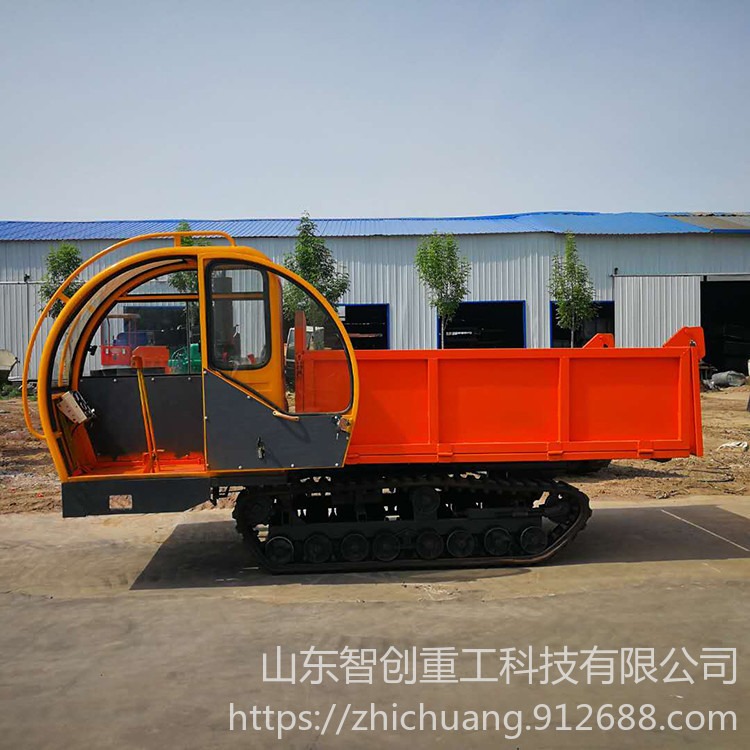 智创ZC-1 1  大型橡胶农用履带运输车履带翻斗车爬坡全地形四不像6吨运输车